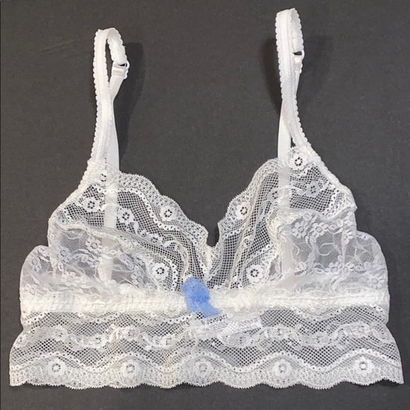 Small b.tempt’d by Wacoal White Floral Stretch Lace Bralette Sheer Flowers VCUC - Picture 13 of 13
